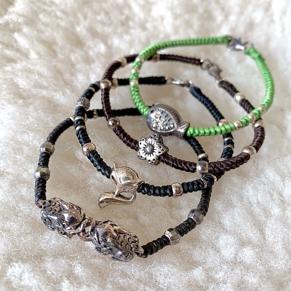MOVING SALE❗️925 Sterling silver charm & woven bracelets (handmade)